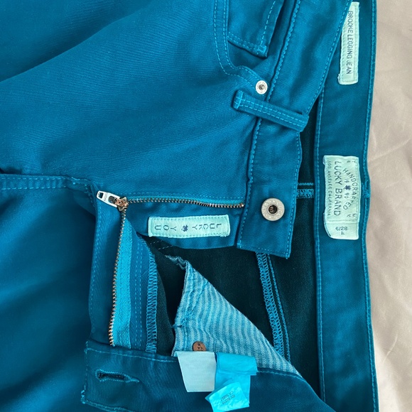 Lucky brand Brooke leggings velvet pant teal size 6/28 - Picture 8 of 11